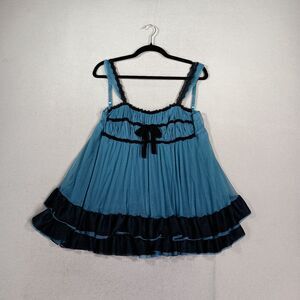Fredericks of Hollywood Babydoll Slip Dress Bow Coquette Y2K Ruffle Fits Small
